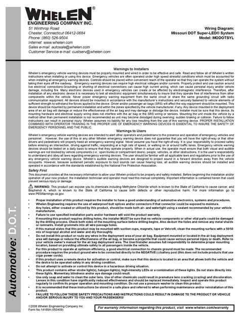 Whelen Engineering Company MODOTSYL Wiring Diagram